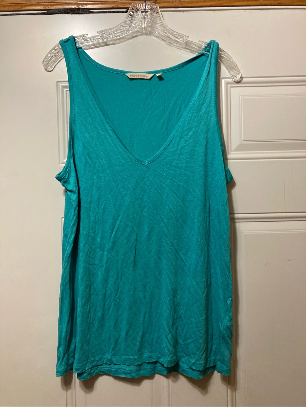 Soft Surroundings Teal V-Neck Tank Top L